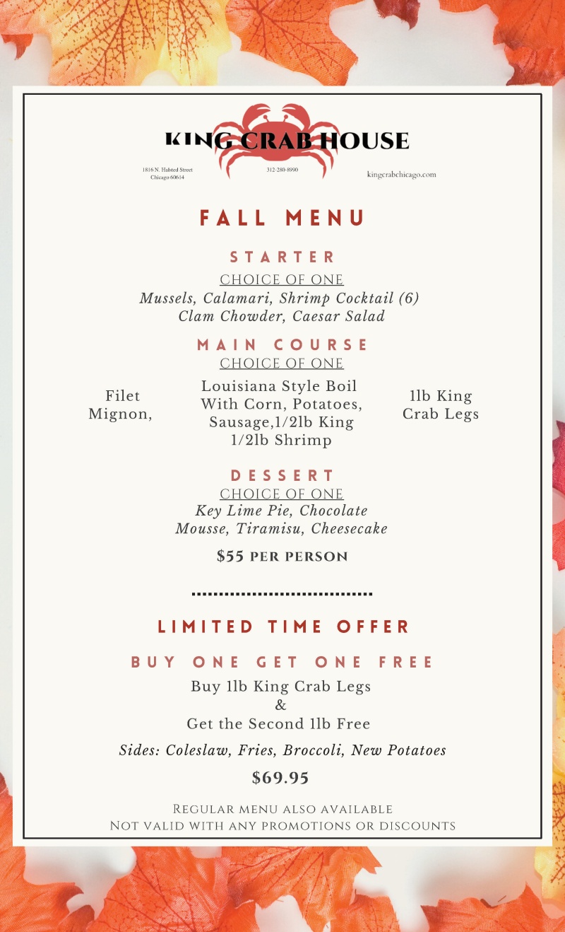 King Crab Fall Menu