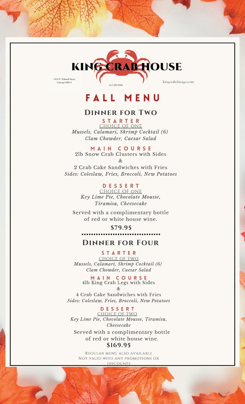 King Crab Fall Menu